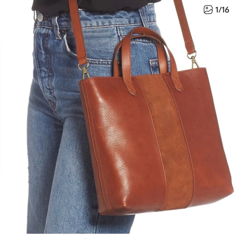 NWT Madewell Small Transport Leather Crossbody Tote Suede